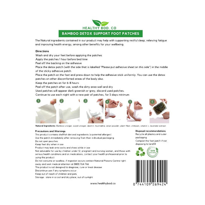 Healthy Bod. Co Detox Foot Patches Bamboo 10 Patches