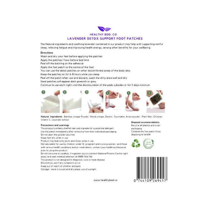 Healthy Bod. Co Detox Foot Patches Lavender 10 Patches