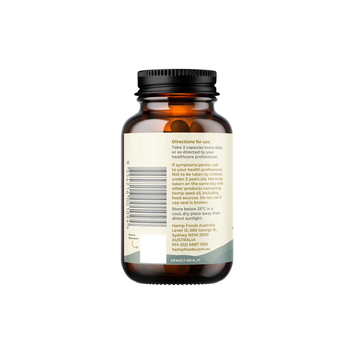 Hemp Foods Australia Pain Relief Hemp Gold Seed Oil Capsules with Turmeric & Black Pepper 60 Capsules