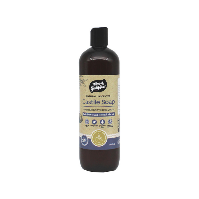 Honest to Goodness Natural Unscented Castile Soap 500ml