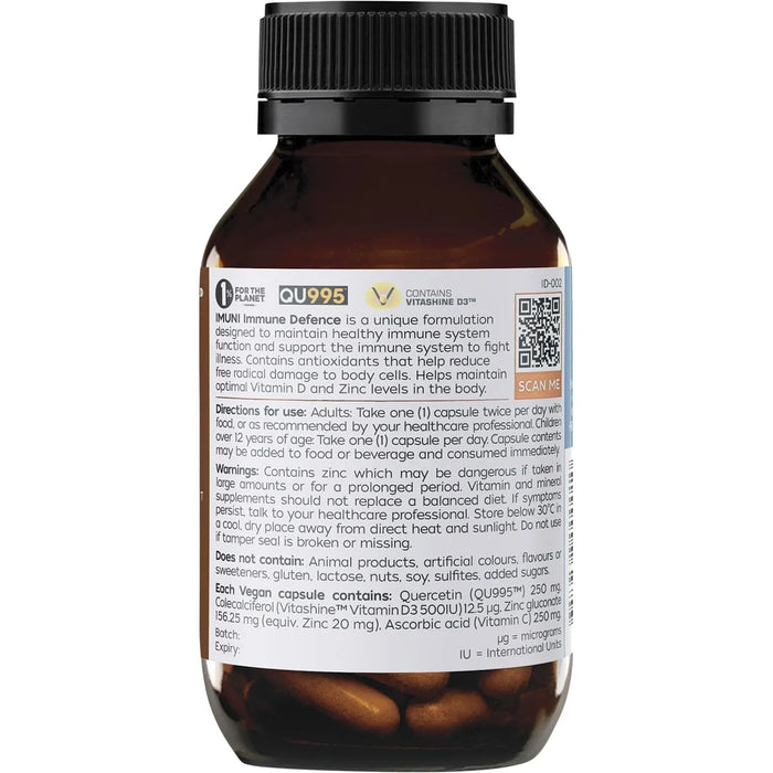 IMUNI Immune Defence Quercetin, Vitamin D3 & C, Zinc 60 Capsules