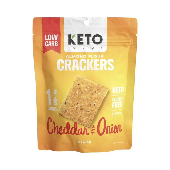 Keto Naturals Almond Flour Crackers Cheddar & Onion 64g