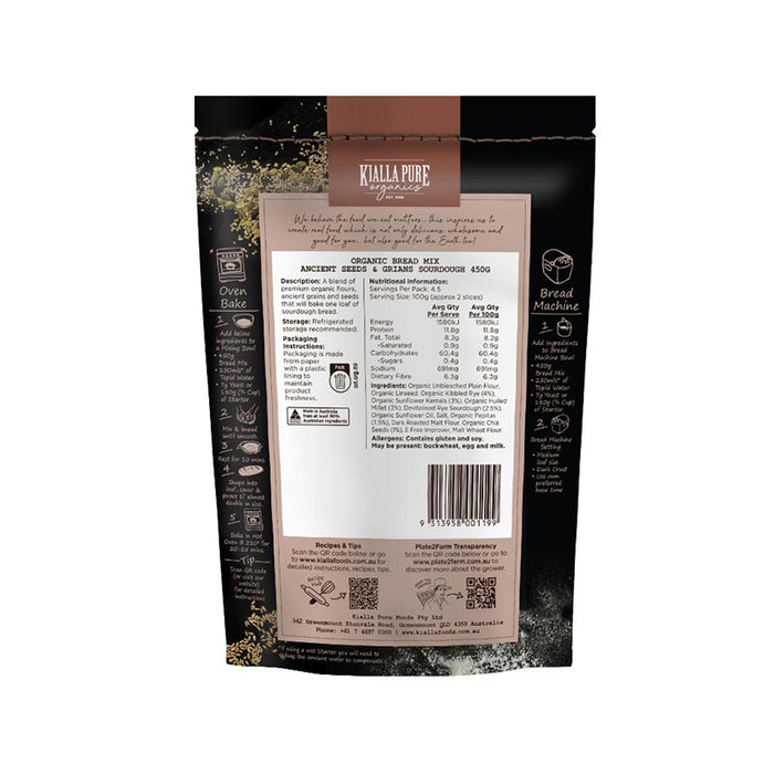Kialla Bread Mix Sourdough Ancient Seeds & Grains Organic 450g