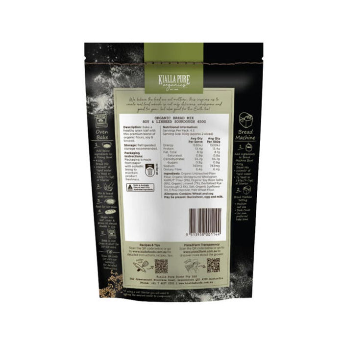 Kialla Bread Mix Sourdough Soy & Linseed Organic 450g