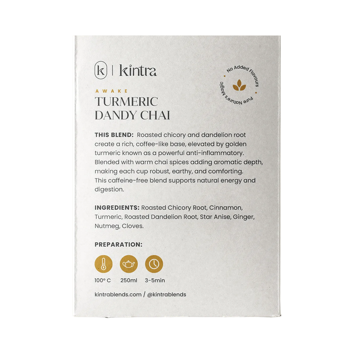 Kintra Foods Herbal Tea Bags Turmeric Dandy Chai 32 Pack