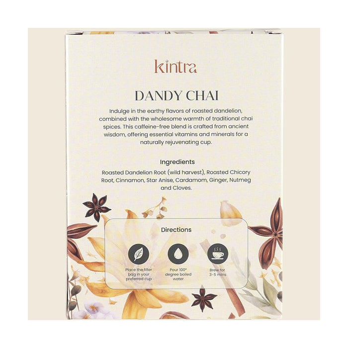Kintra Blends Dandy Chai Tea Bags 32 Pack ingredients and directions