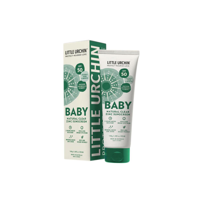 Little Urchin Natural Baby Sunscreen Clear Zinc SPF 50 100g