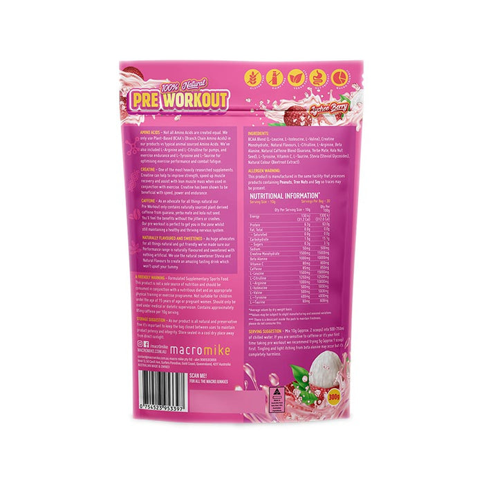 Macro Mike Lychee Berry Pre-Workout 300g