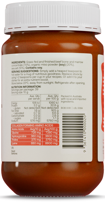 Best of the Bone Bone Broth Beef Concentrate Organic Miso 390g gallery image 5