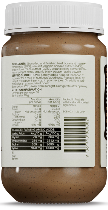 Best of the Bone Bone Broth Beef Concentrate Healing Mushrooms Organic Lions Mane Reishi Shiitake 390g gallery image 3