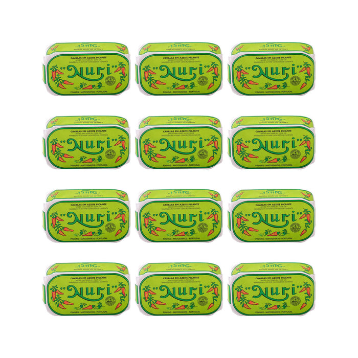 Nuri Spiced Mackerel in Olive Oil 125g — 12 matching tins