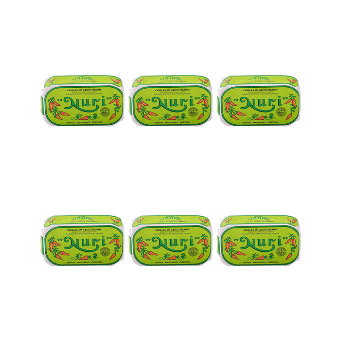 Nuri Spiced Mackerel in Olive Oil 125g — 6 matching tins