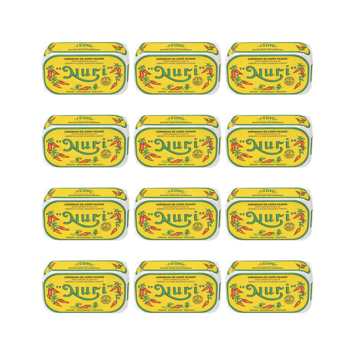 Nuri Spiced Sardines in Olive Oil 125g — 12 matching tins