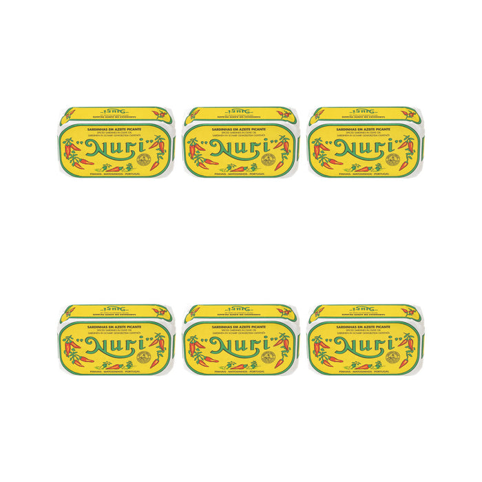 Nuri Spiced Sardines in Olive Oil 125g — 6 matching tins