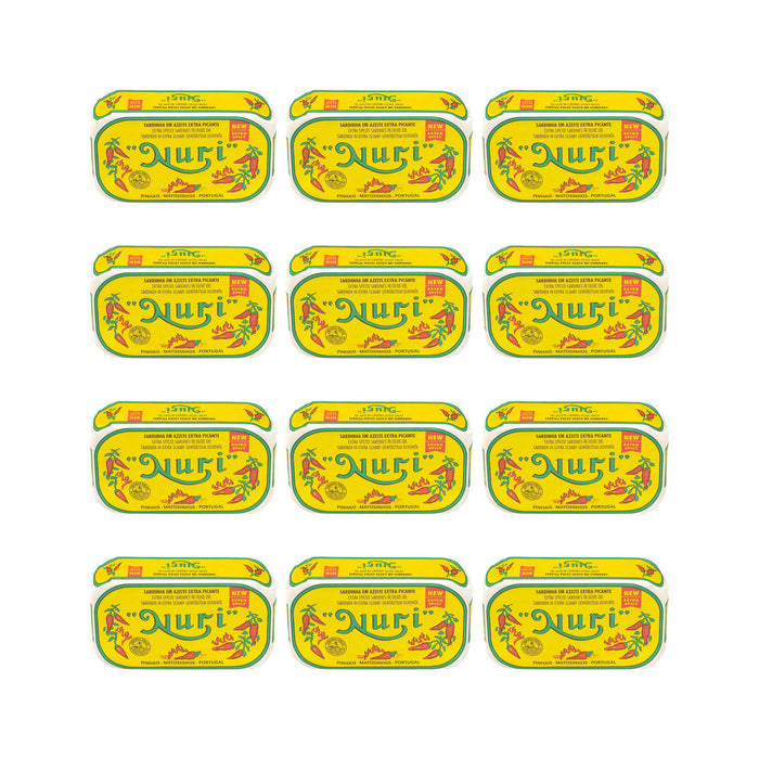 Nuri Sardines in Olive Oil Extra-Spicy 125g — 12 matching tins