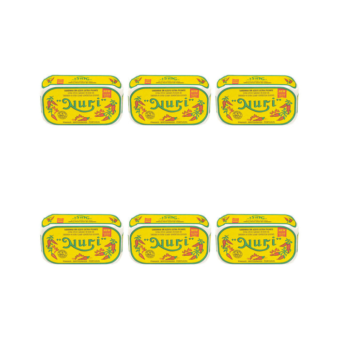 Nuri Sardines in Olive Oil Extra-Spicy 125g — 6 matching tins