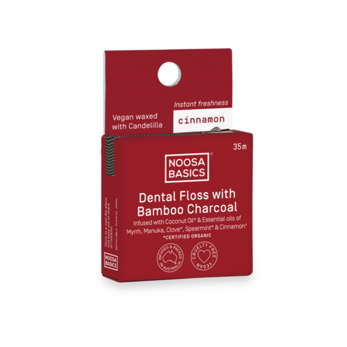 Noosa Basics Dental Floss with Bamboo Charcoal Cinnamon 35m