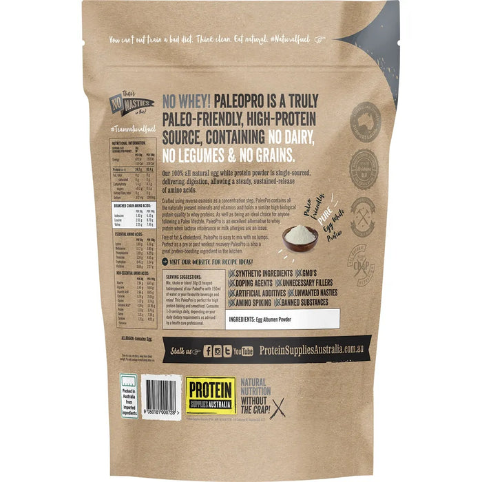 Protein Supplies Australia Paleo Pro Egg White Protein Unflavoured 900g