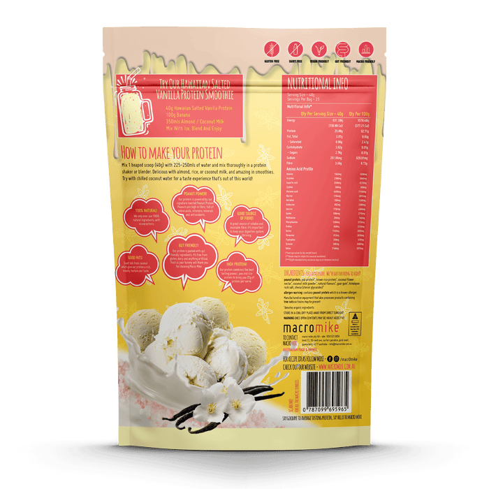 Macro Mike Hawaiian Salted Vanilla Plant Based Protein 1kg