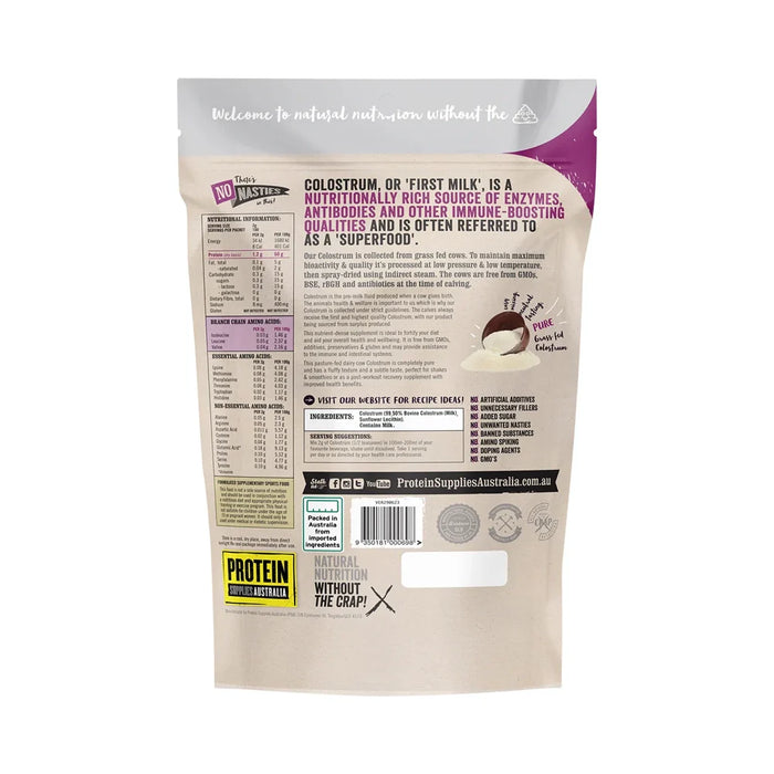 Protein Supplies Australia Colostrum Grass Fed Pure 20% Immunoglobulin (IgG) 200g