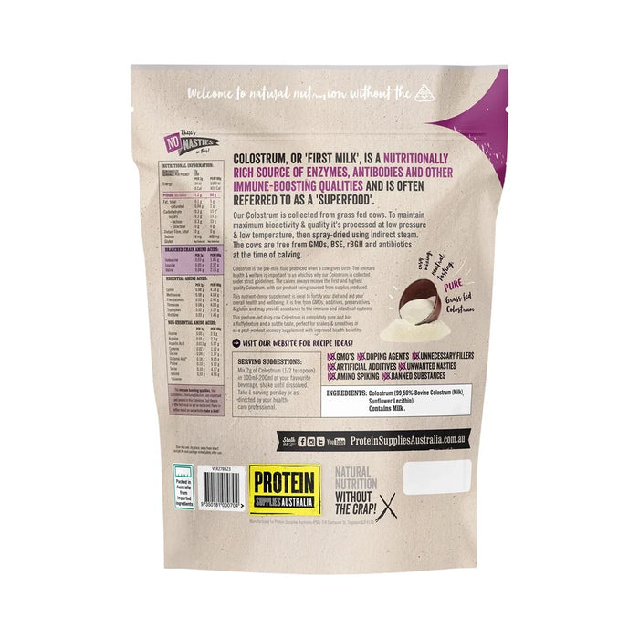 Protein Supplies Australia Colostrum Grass Fed Pure 20% Immunoglobulin (IgG) 500g