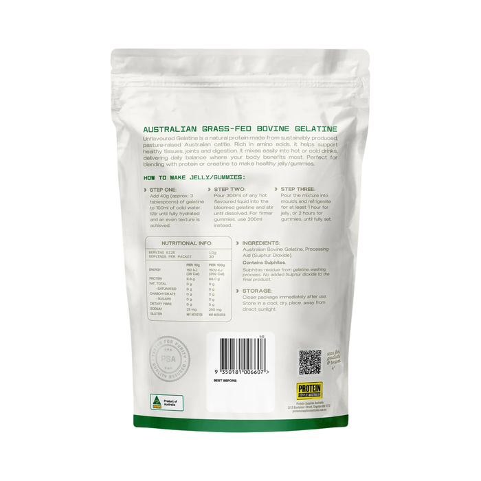 Protein Supplies Australia Australian Gelatine Unflavoured 300g