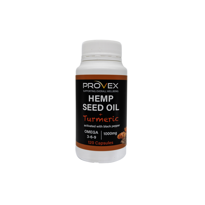Provex Hemp Seed Oil + Turmeric 1000mg 120 Capsules