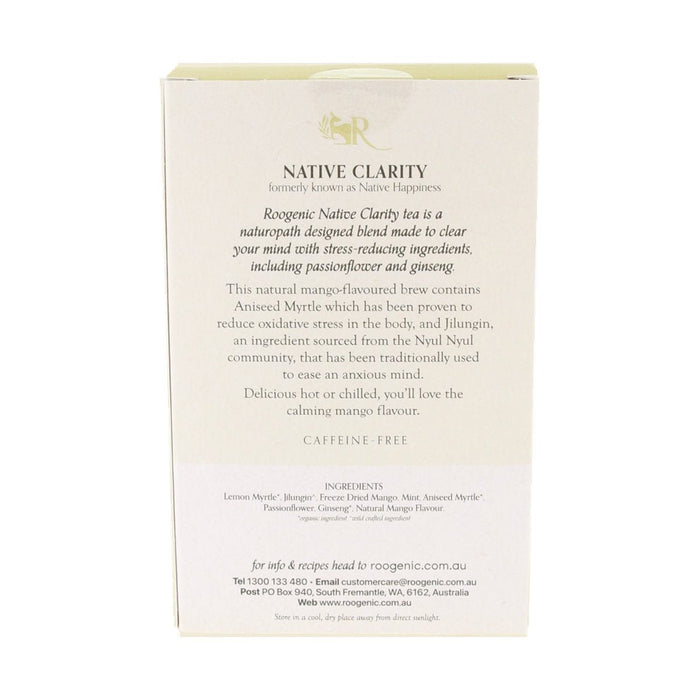 Roogenic Clarity Tea — ingredients and back label