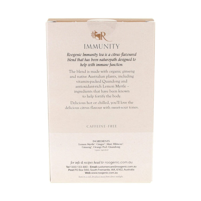 Roogenic Immunity Tea 18 Tea Bags — ingredients and back label