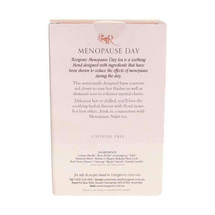 Roogenic Menopause Day Tea 18 Tea Bags — ingredients and back label
