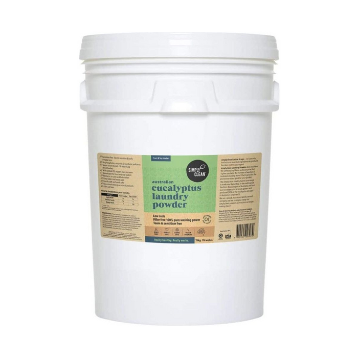 Simply Clean Eucalyptus Laundry Powder 15kg Pail — 15kg pail, white background
