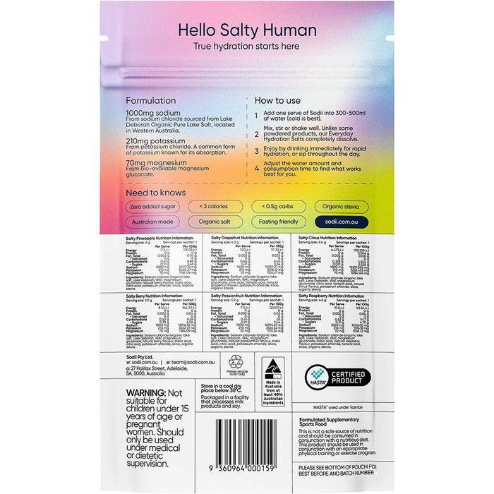 Sodii Everyday Hydration Salts Mixed Flavour 6 Pack