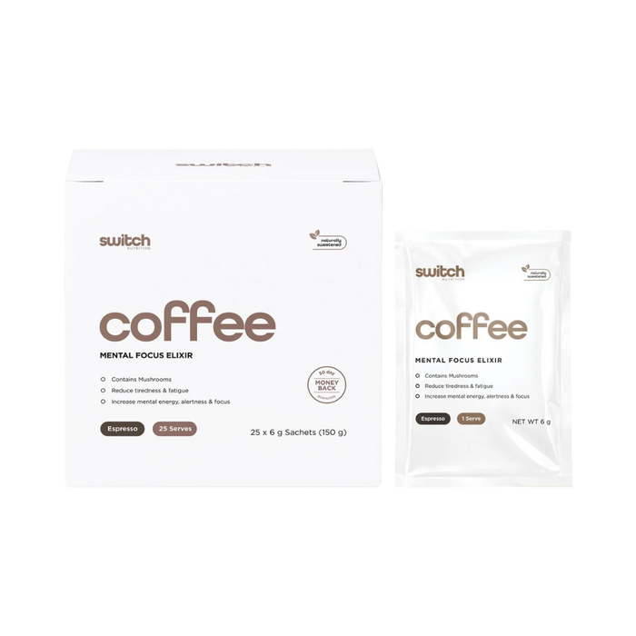 Switch Nutrition Coffee Mental Focus Elixir Espresso Sweetened 25 Pack