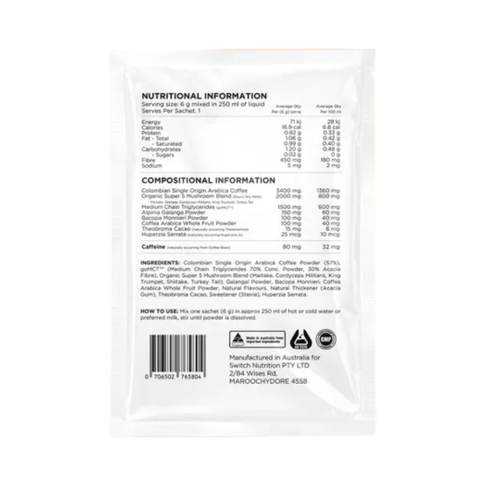 Switch Nutrition Coffee Mental Focus Elixir Naked Espresso 25 Pack