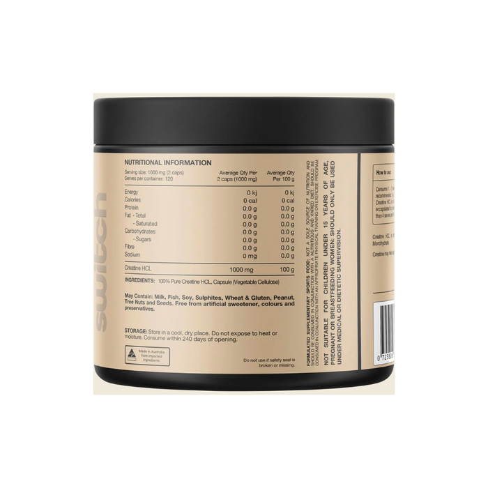 Switch Nutrition Creatine 100% Pure HCL 240 Caps