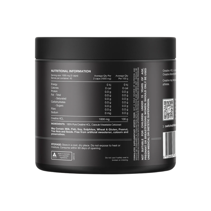Switch Nutrition Creatine 100% Pure HCL Caps
