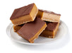 Prepared vegan caramel slices on a plate