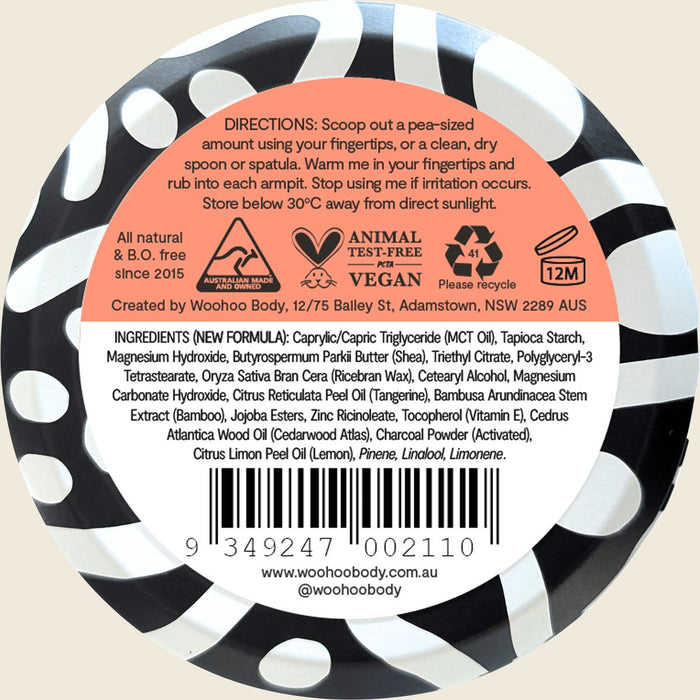 Woohoo Tango 60g tin – supplier ingredients and directions label