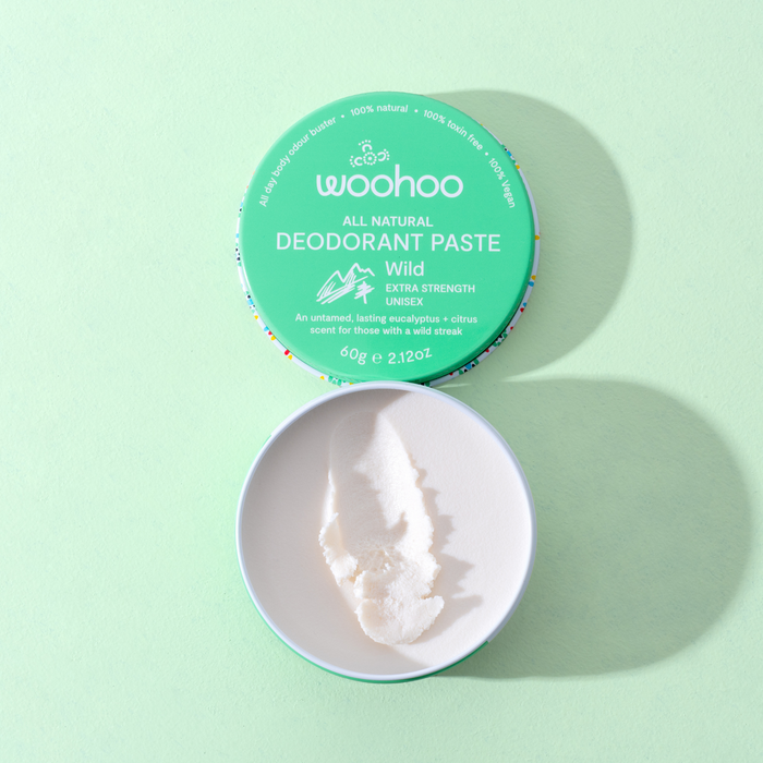 Woohoo Wild Natural Deodorant Paste – paste texture and application