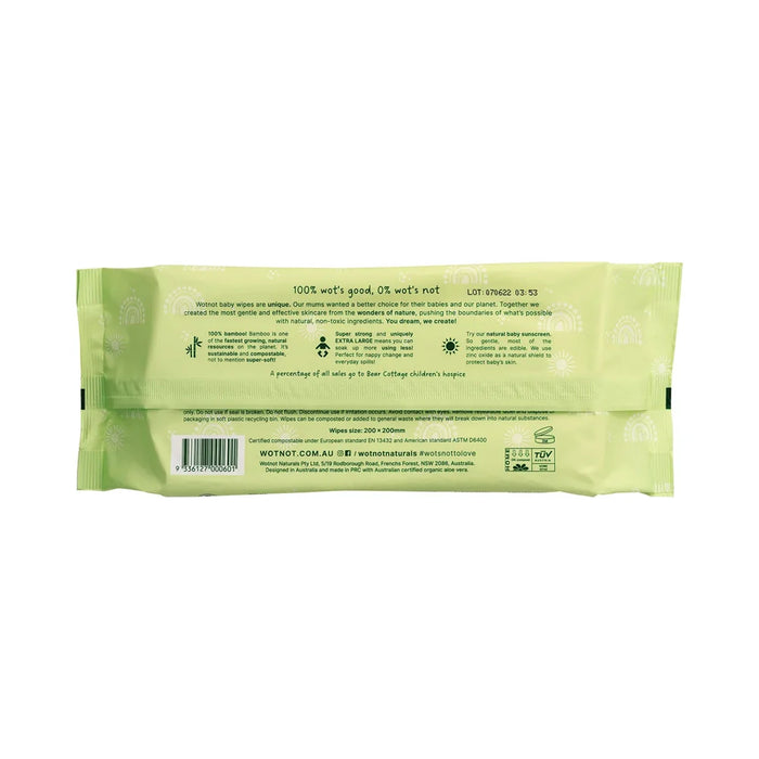 Wotnot Naturals Baby Wipes for Case Refill Pack 100% Biodegradable 70 Pack