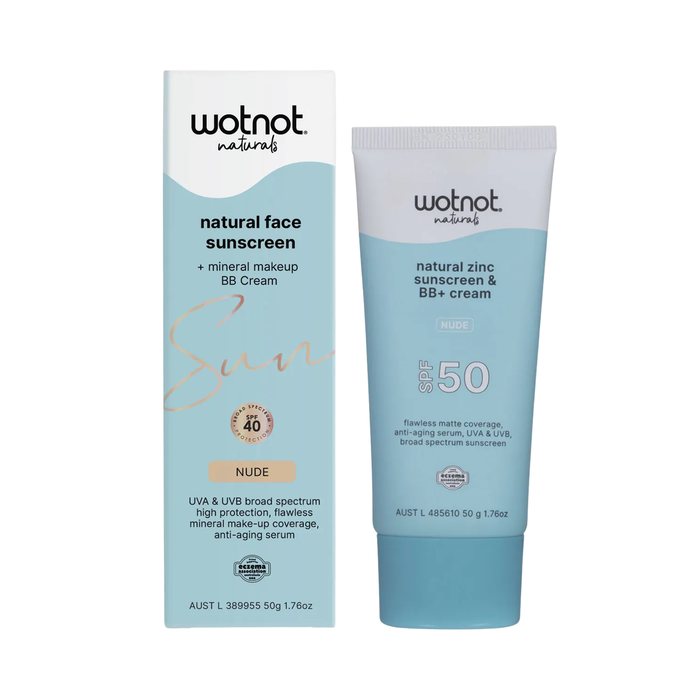 Wotnot Natural Zinc Sunscreen & BB+ Cream SPF 50 Nude 50g