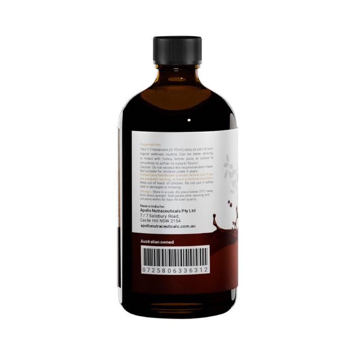 Apollo Organic Black Seed Oil TQ 2% 100ml directions and barcode label