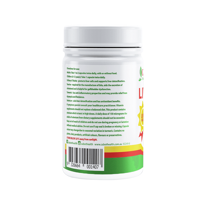 Cabot Health LivaTone Plus supplement facts label