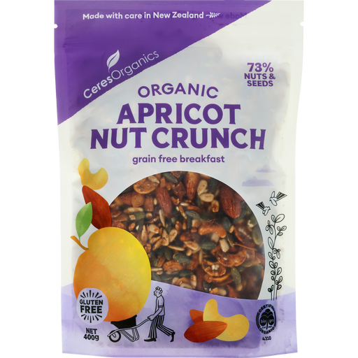 Ceres Organics Apricot Nut Crunch Grain Free Breakfast 400g pack, front view
