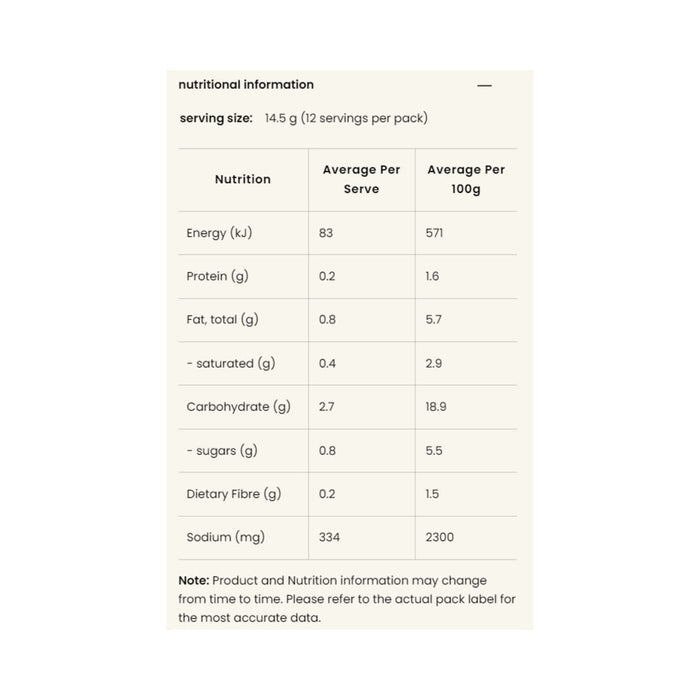 Ceres Organics Organic Green Thai Curry Paste 175g nutrition information