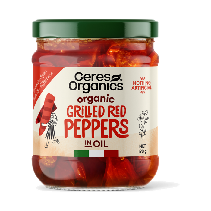 Ceres Organics Organic Grilled Red Peppers in Oil 190g — front packshot