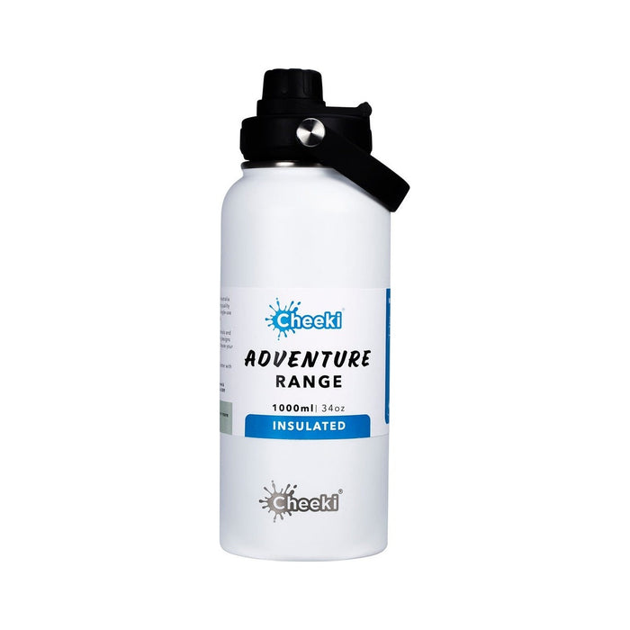 Cheeki Insulated Adventure Bottle 1L White white background packshot
