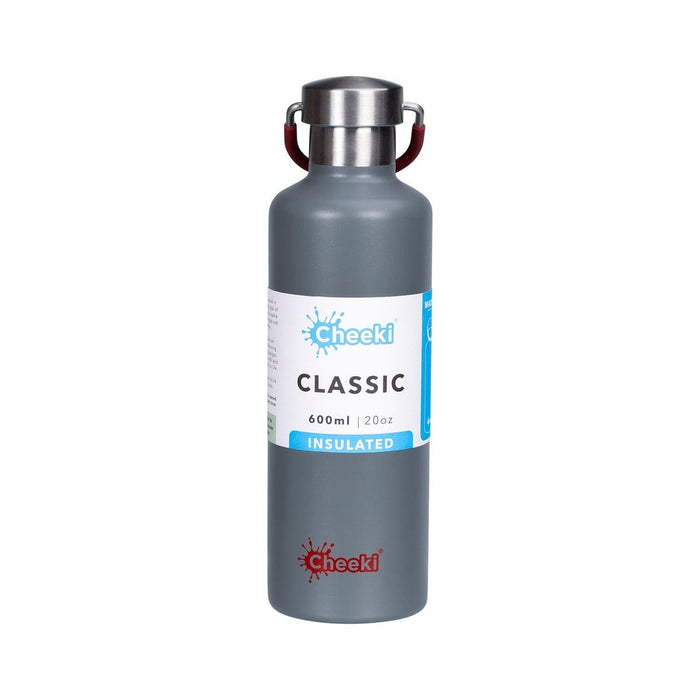 Cheeki Insulated Stainless Steel Bottle 600ml Slate white background packshot