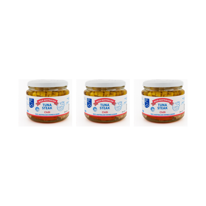 Little Tuna Wild Australian Tuna Steak in Chilli 290g — 3 matching jars
