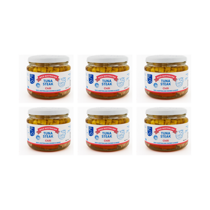 Little Tuna Wild Australian Tuna Steak in Chilli 290g — 6 matching jars